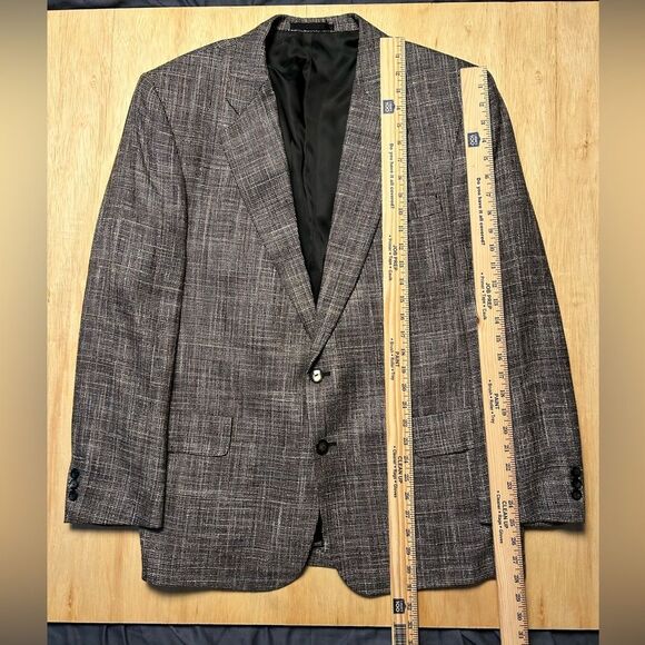 VTG Gino Salvaggi Wool Blend Tweed Black/White w/ rainbow Sport Coat Blazer 44R - Picture 3 of 15